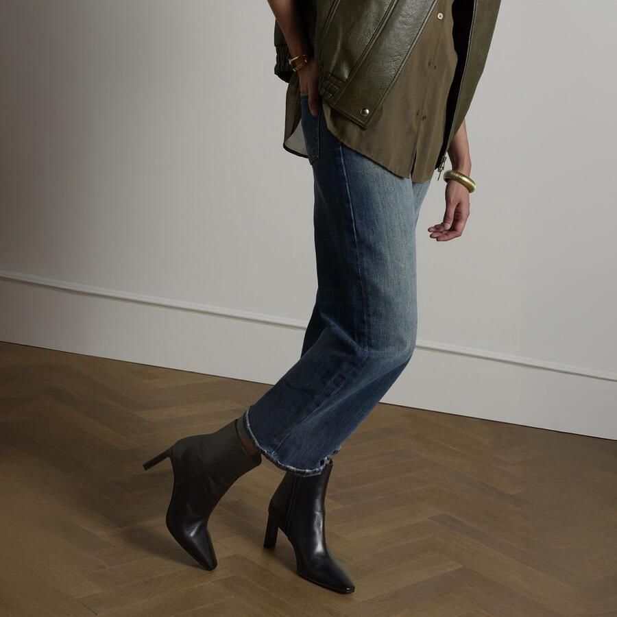 Manfield Dames Zwarte leren enkellaarsjes met hak - Foto 2