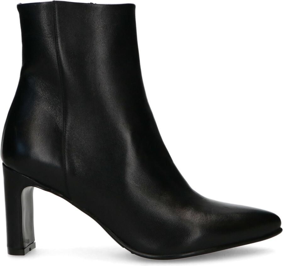 Manfield Dames Zwarte leren enkellaarsjes met hak