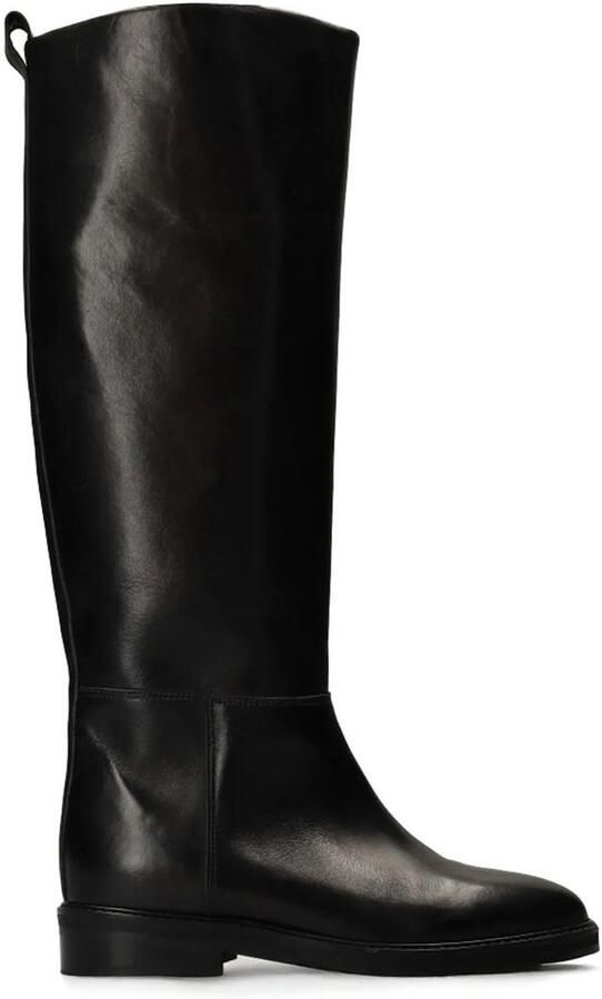 Manfield Dames Zwarte leren hoge laarzen
