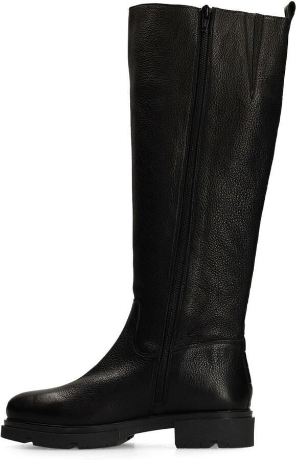Manfield Dames Zwarte leren hoge laarzen