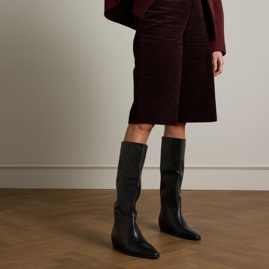 Manfield Dames Zwarte leren hoge laarzen - Foto 4