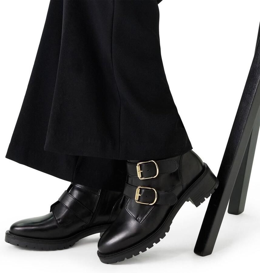 Manfield Dames Zwarte leren laarsjes met gesp - Foto 2