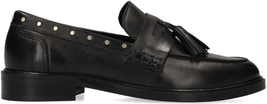 Manfield Dames Zwarte leren loafers met studs