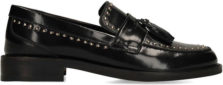 Manfield Dames Zwarte leren loafers met studs