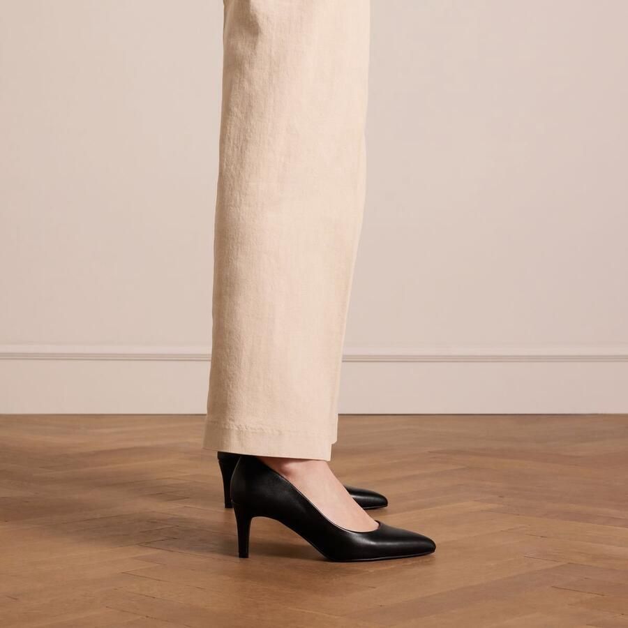 Manfield Dames Zwarte leren pumps