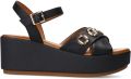 Manfield Dames Zwarte leren sleehakken - Zwart