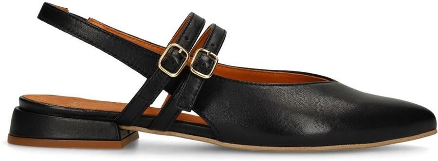 Manfield Dames Zwarte leren slingbacks
