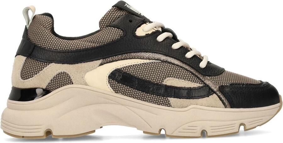 Manfield Dames Zwarte leren sneakers