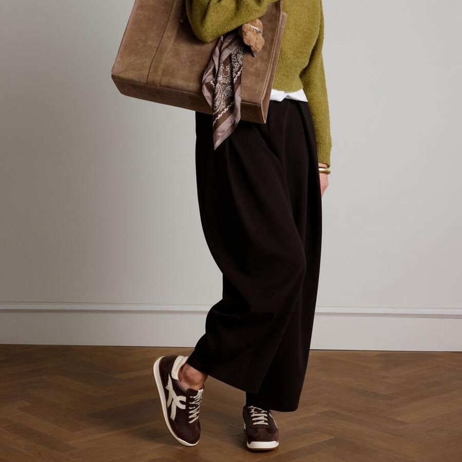 Manfield Dames Zwarte leren sneakers met off white details