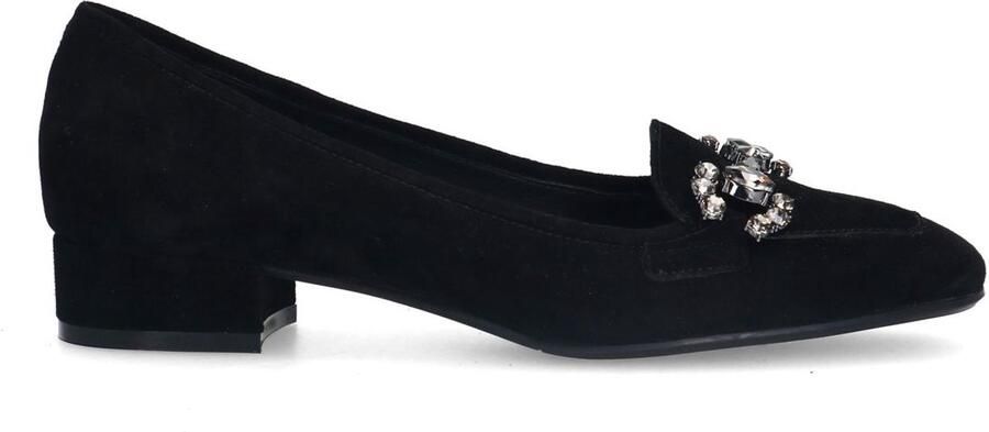 Manfield Dames Zwarte suède loafer pumps