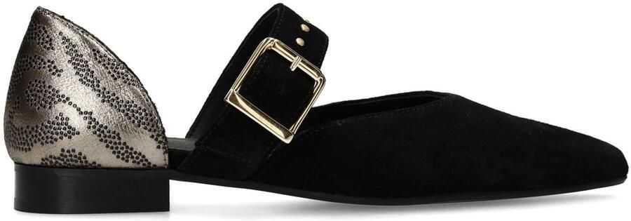 Manfield Dames Zwarte suède loafers