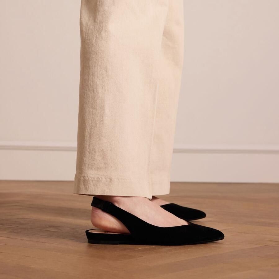 Manfield Dames Zwarte suède slingbacks - Foto 2