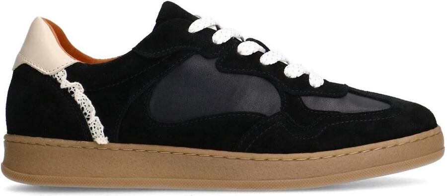 Manfield Dames Zwarte suède sneakers