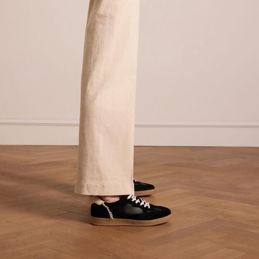 Manfield Dames Zwarte suède sneakers