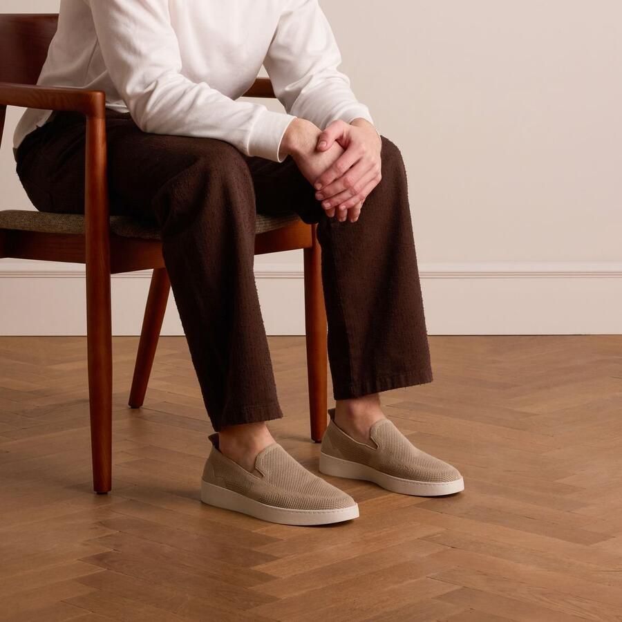 Manfield Heren Beige knit fabric loafers - Foto 2