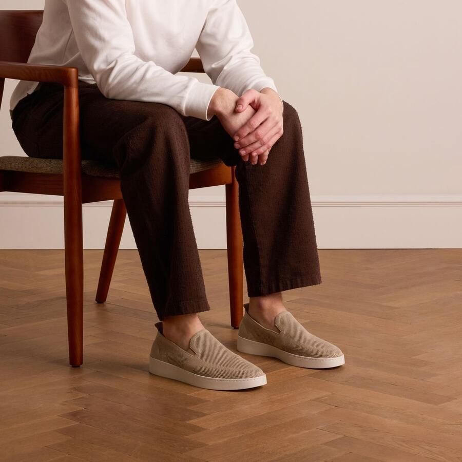Manfield Heren Beige knit fabric loafers - Foto 2