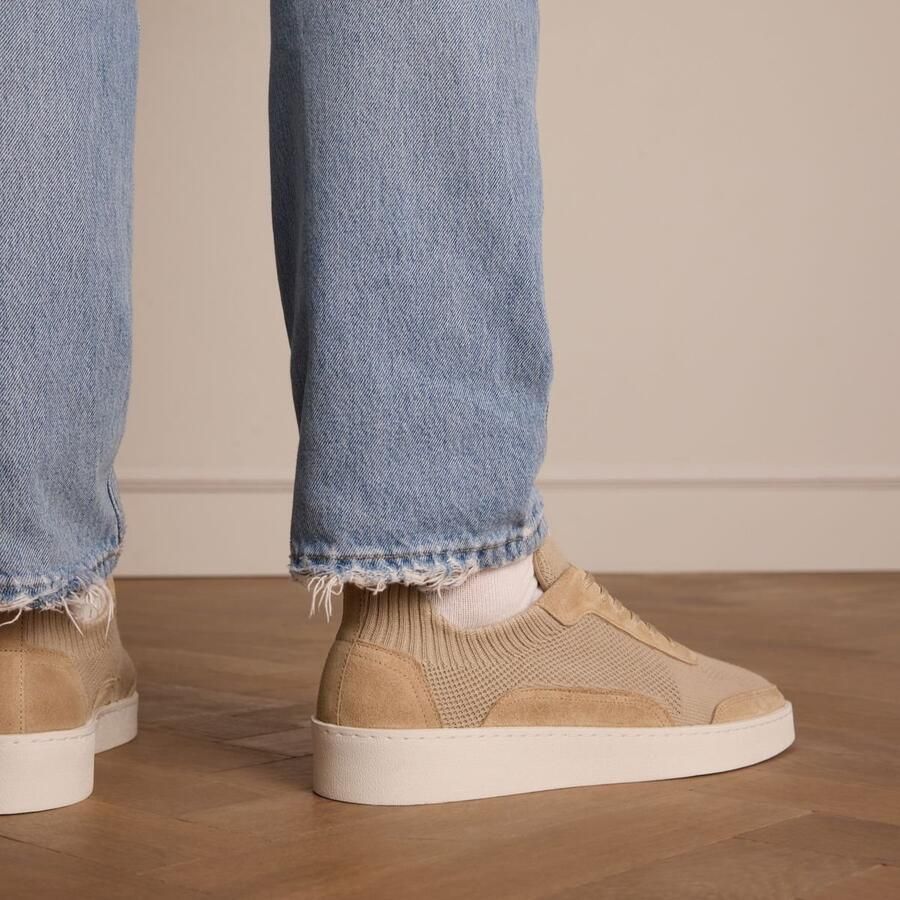 Manfield Heren Beige knit fabric sneakers