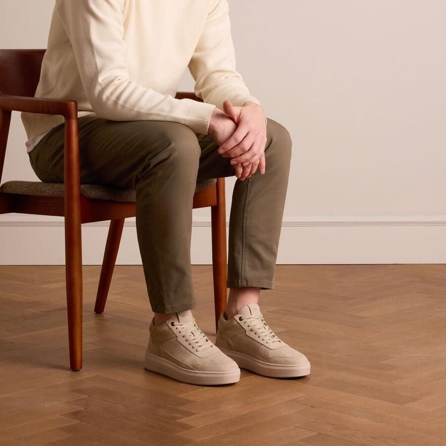 Manfield Heren Beige nubuck sneakers