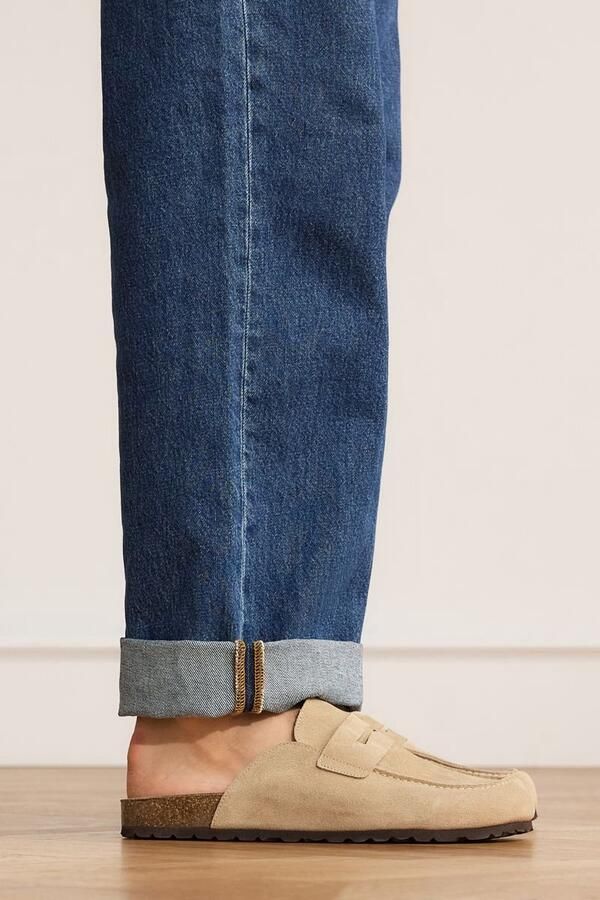 Manfield Heren Beige suède clogs