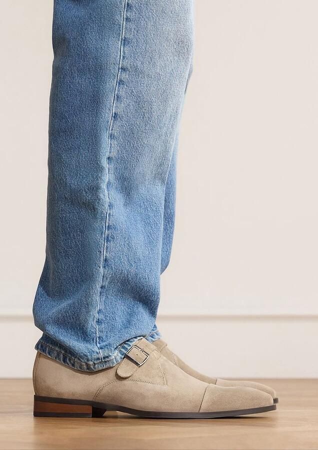 Manfield Heren Beige suède gespschoenen - Foto 3