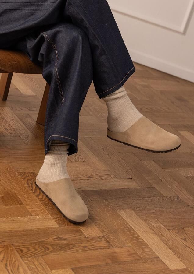 Manfield Heren Beige suède instappers