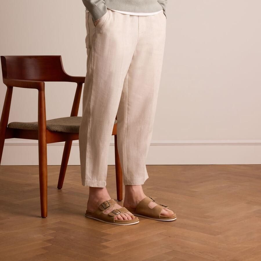 Manfield Heren Beige suède slippers