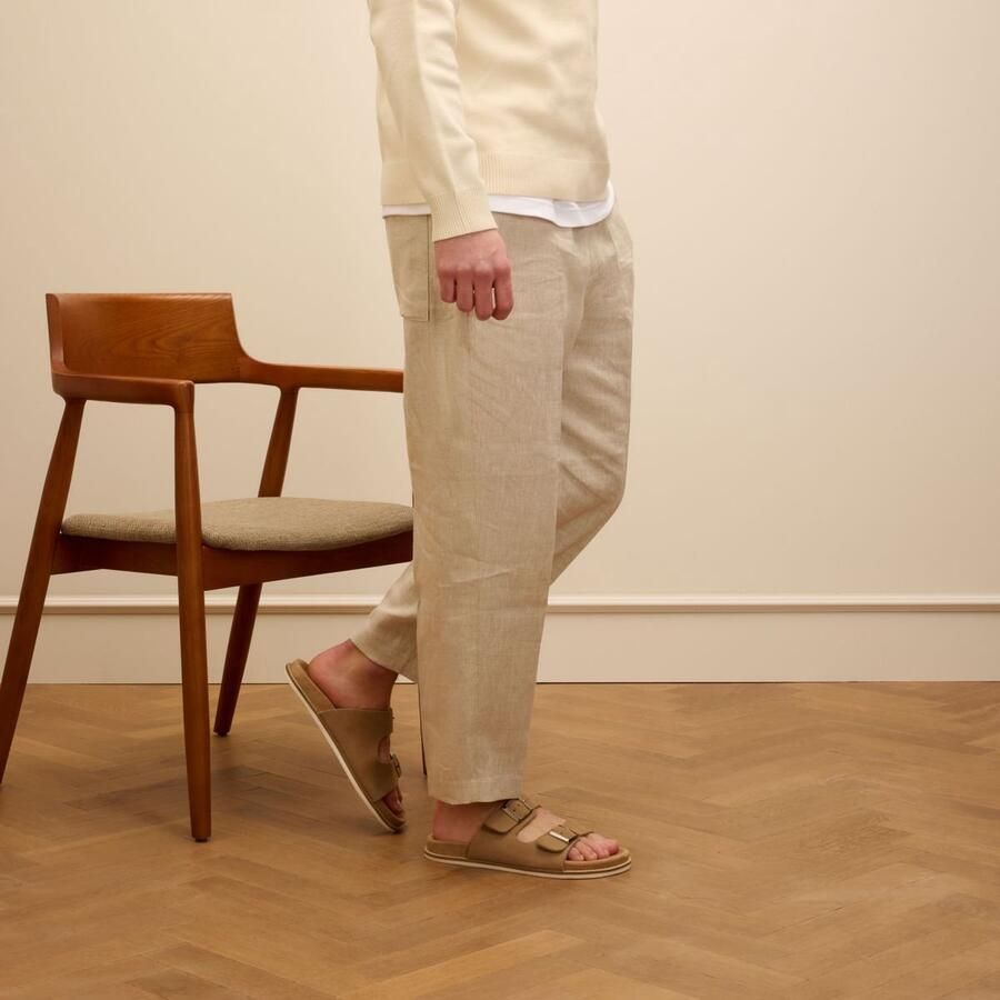 Manfield Heren Beige suède slippers