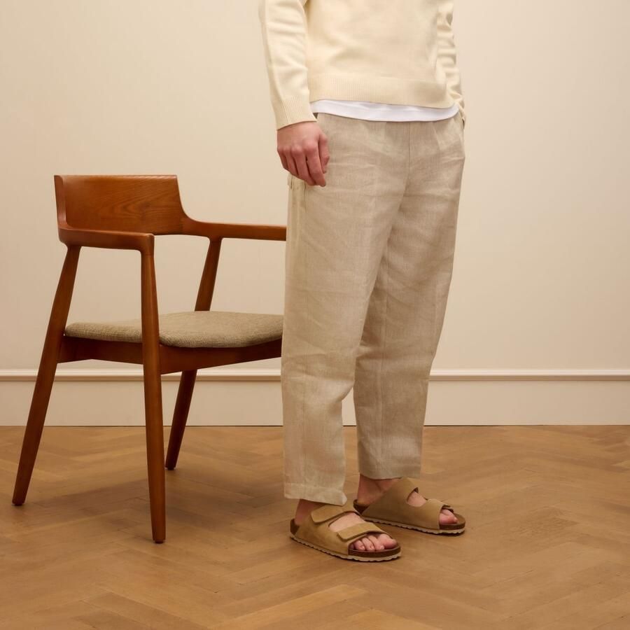 Manfield Heren Beige suède slippers - Foto 2