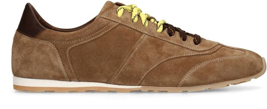 Manfield Heren Beige suède sneakers met dubbele veters