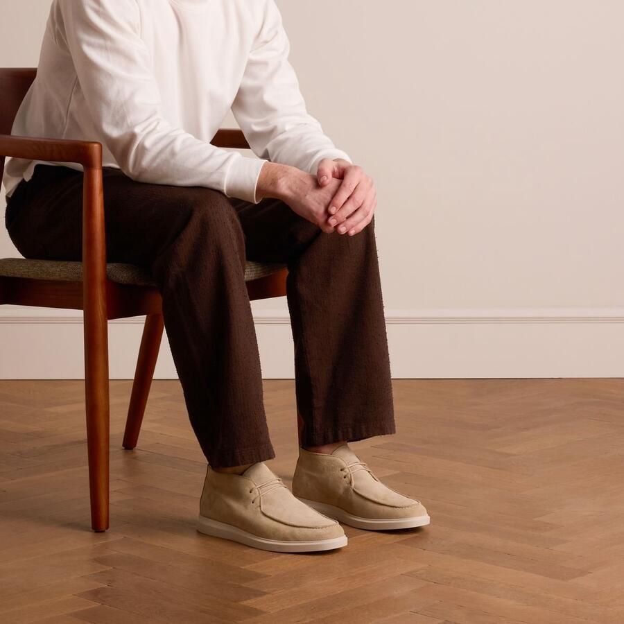 Manfield Heren Beige suède veterboots