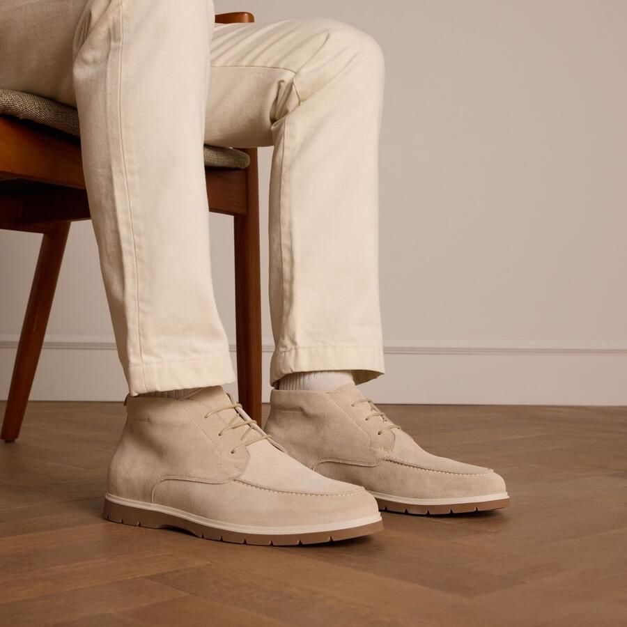 Manfield Heren Beige suède veterboots