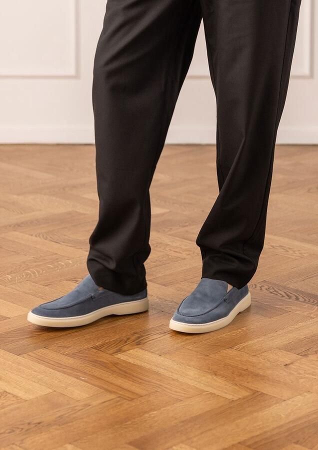 Manfield Heren Blauwe suède loafers