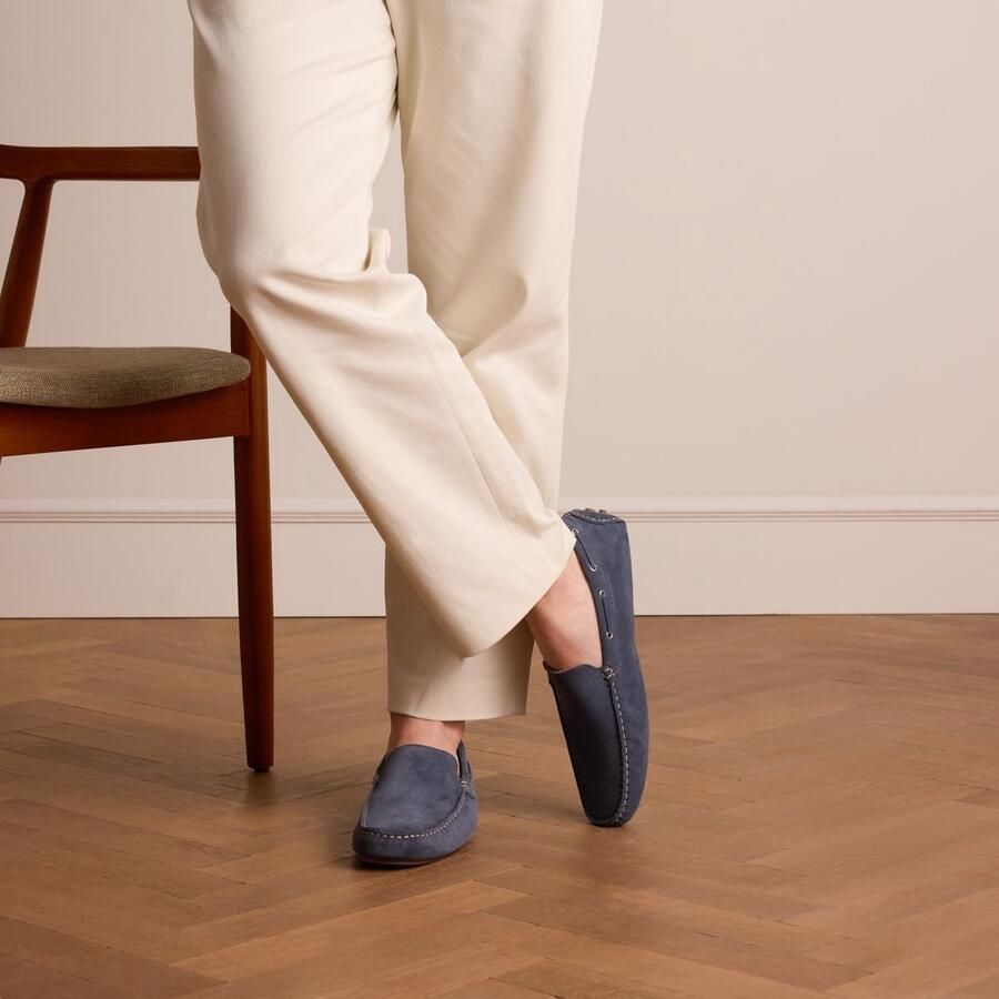 Manfield Heren Blauwe suède loafers - Foto 2