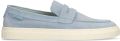 Manfield Heren Blauwe suède loafers - Lichtblauw
