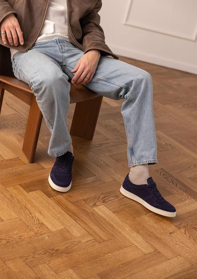 Manfield Heren Blauwe suède sneakers