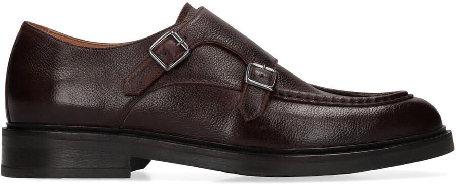 Manfield Heren Bruine leren loafers met gesp