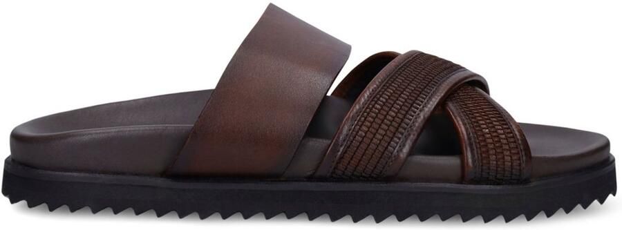 Manfield Heren Bruine leren slippers