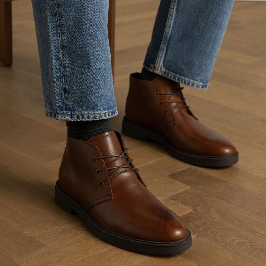 Manfield Heren Bruine leren veterboots - Foto 3