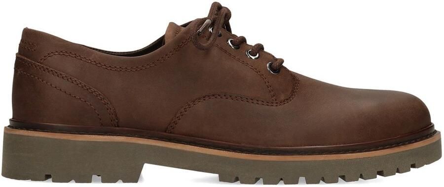Manfield leren veterschoenen met profielzool bruin - Foto 4