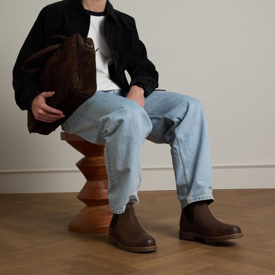 Manfield Heren Bruine nubuck chelsea boots - Foto 4