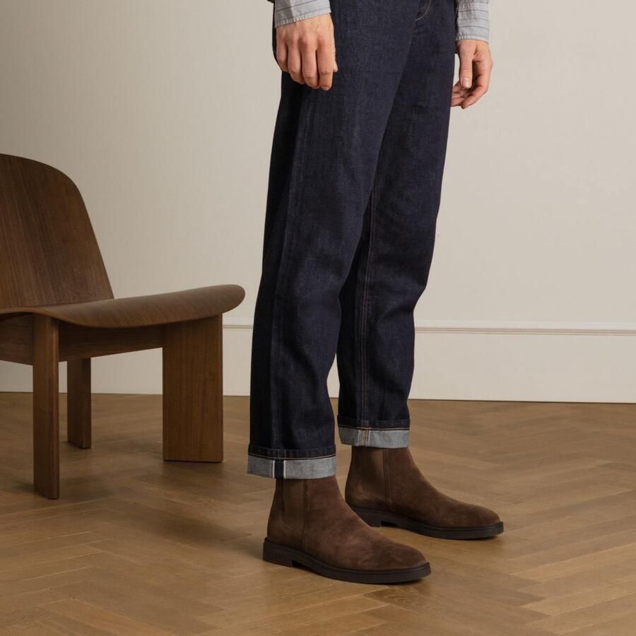 Manfield Heren Bruine suède chelsea boots