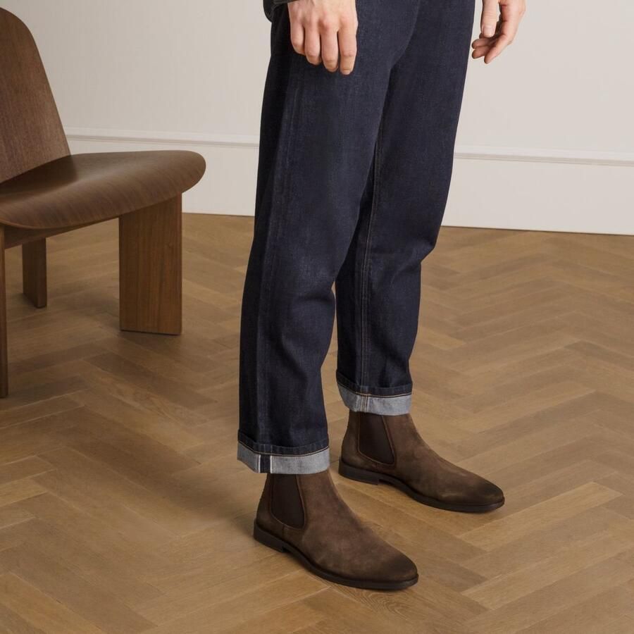 Manfield Heren Bruine suède chelsea boots