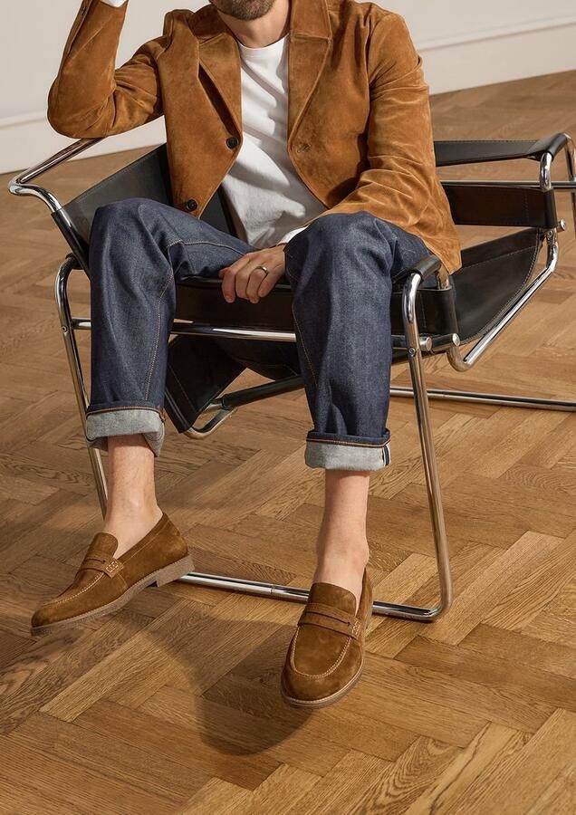 Manfield Heren Bruine suède loafers