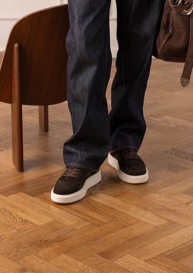 Manfield Heren Bruine suède sneakers