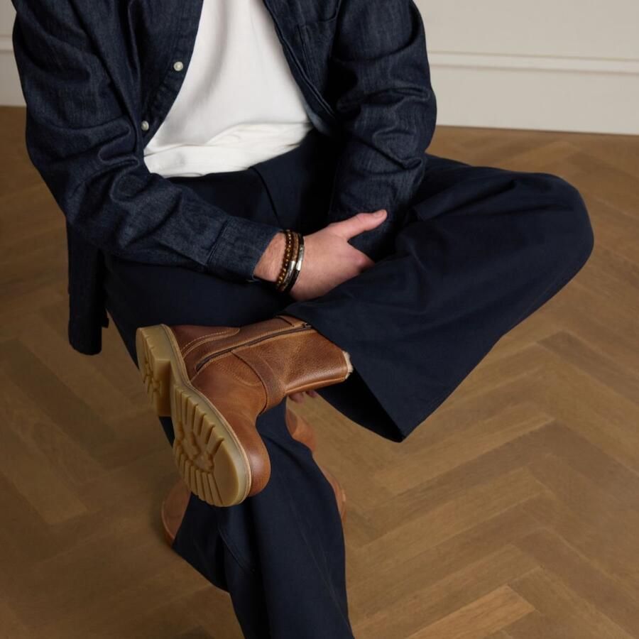 Manfield Heren Cognac leren boots