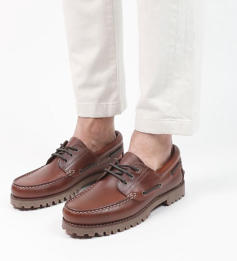 Manfield Heren Cognac leren veterschoenen - Foto 3