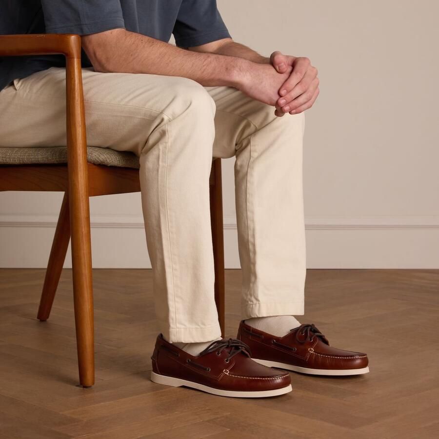 Manfield Heren Cognac leren bootschoenen