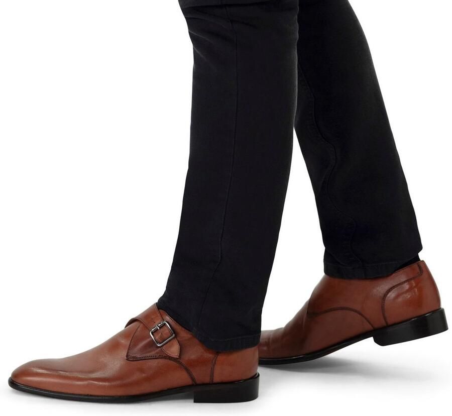 Manfield Heren Cognac leren gespschoenen