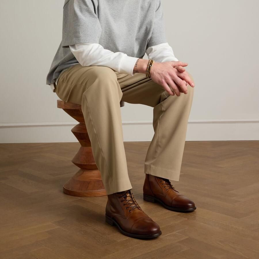 Manfield Heren Cognac leren veterschoenen - Foto 4