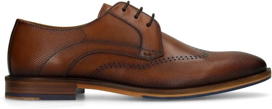Manfield Heren Cognac leren veterschoenen